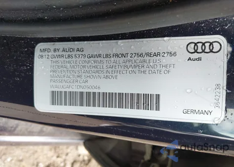 2013 Audi A6 3.0T Premium из США, поврежденный, VIN WAUJGAFC1DN050046